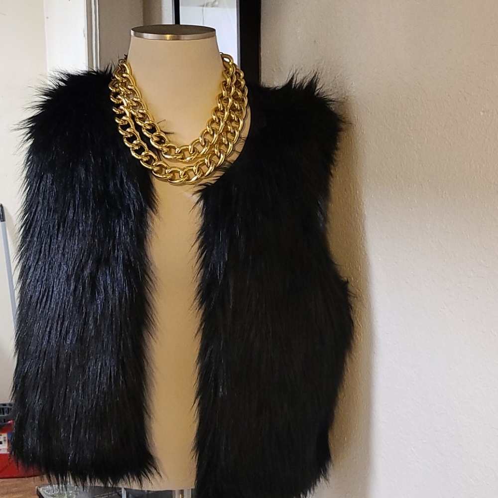 Black Faux Fur Vest